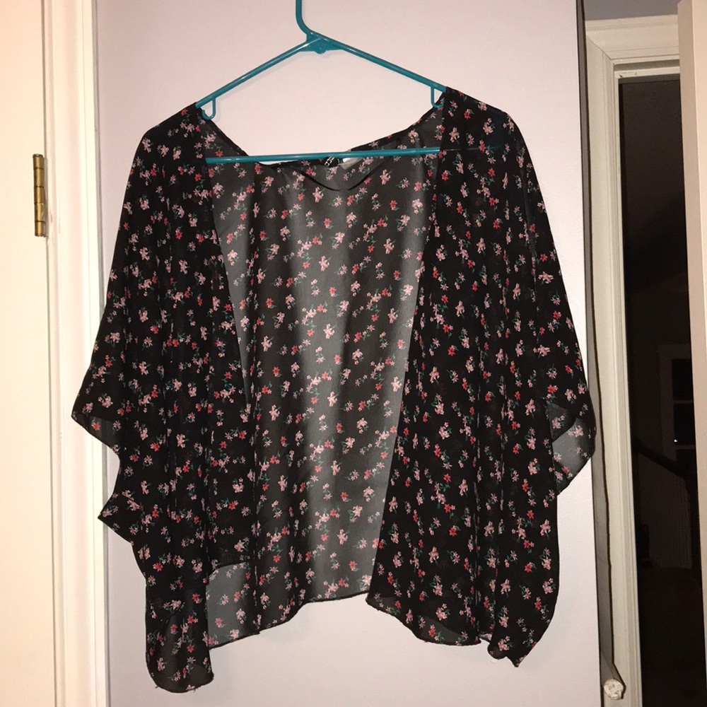 Black and pink floral cardigan!